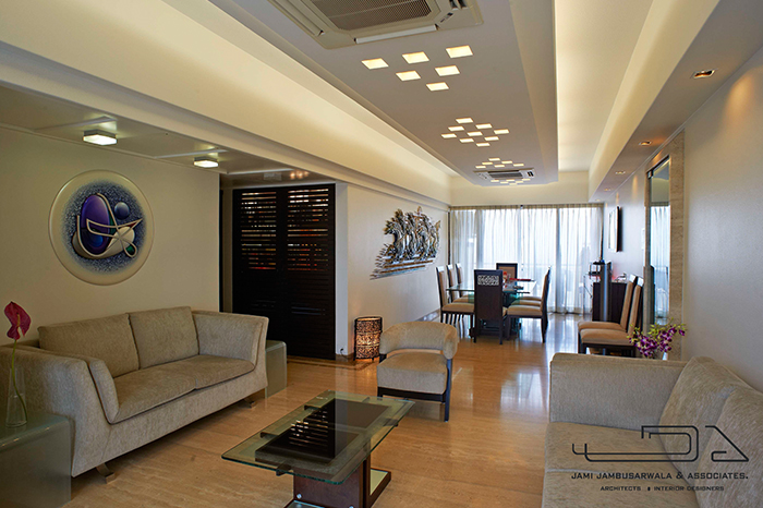 jj Jami Jambusarwala Associates: Interior Design of Drawing Room in a Flat in Mumbai